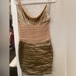 Nicole Miller Elegant Beige gold sequin Dress
